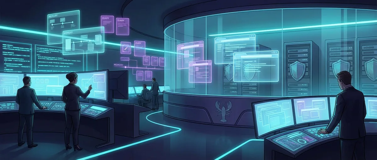 OpenClaw memory and security control room illustration